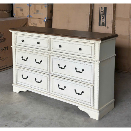 B747 - 31 : Tủ 6 Ngăn Kéo Giả Cổ - Màu Trắng Sương Mù